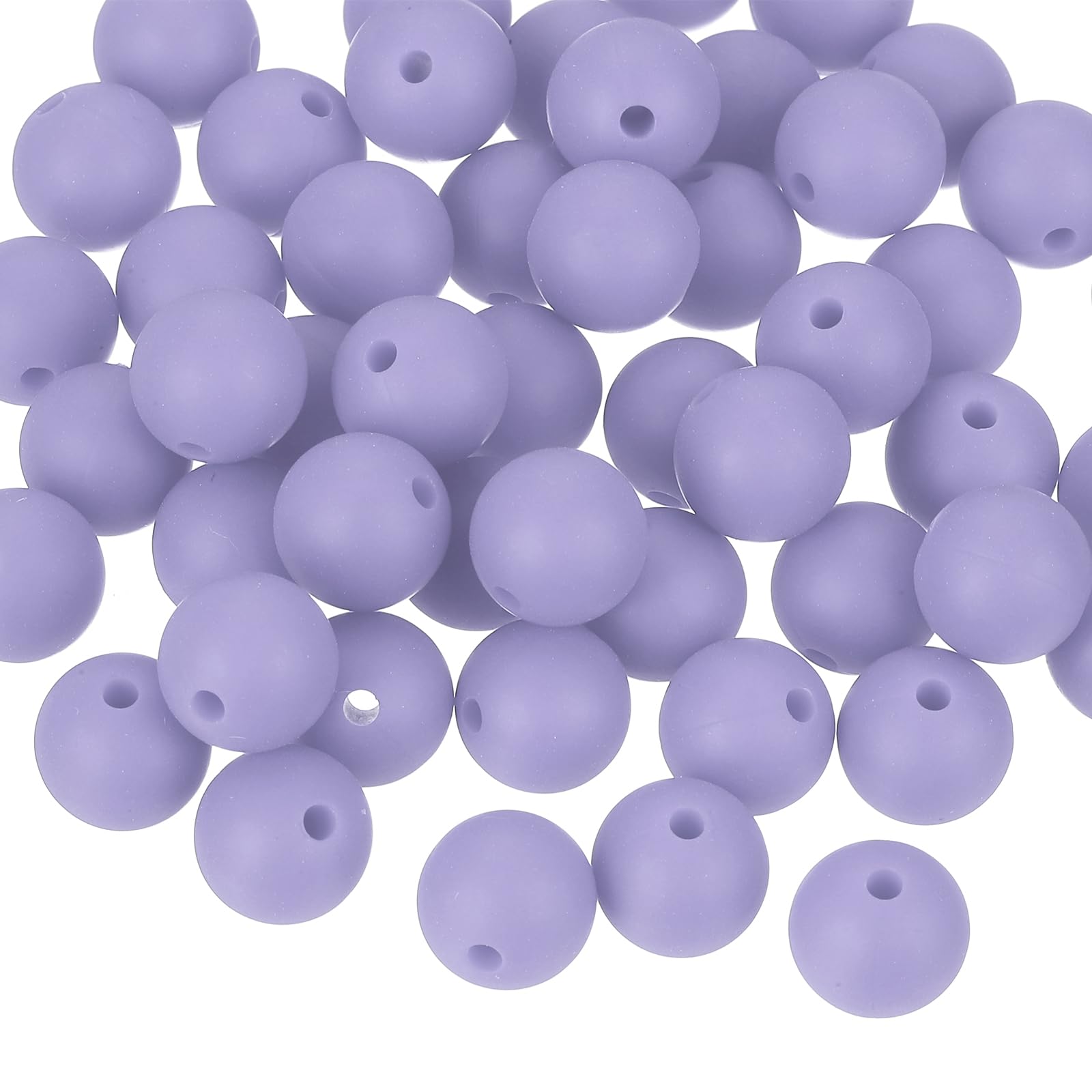 uxcell 50Pcs 9mm Silicone Beads, Round Loose Rubber Bead Bulk Focal Beads for DIY Keychain Pens Bracelets Jewelry Making (Light Gray Purple)