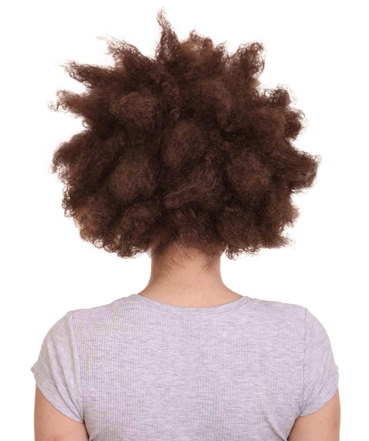 HPO Adult Men's Brown Domino Afro Cosplay Wig, Best for Halloween, Flame-retardant Synthetic Fiber