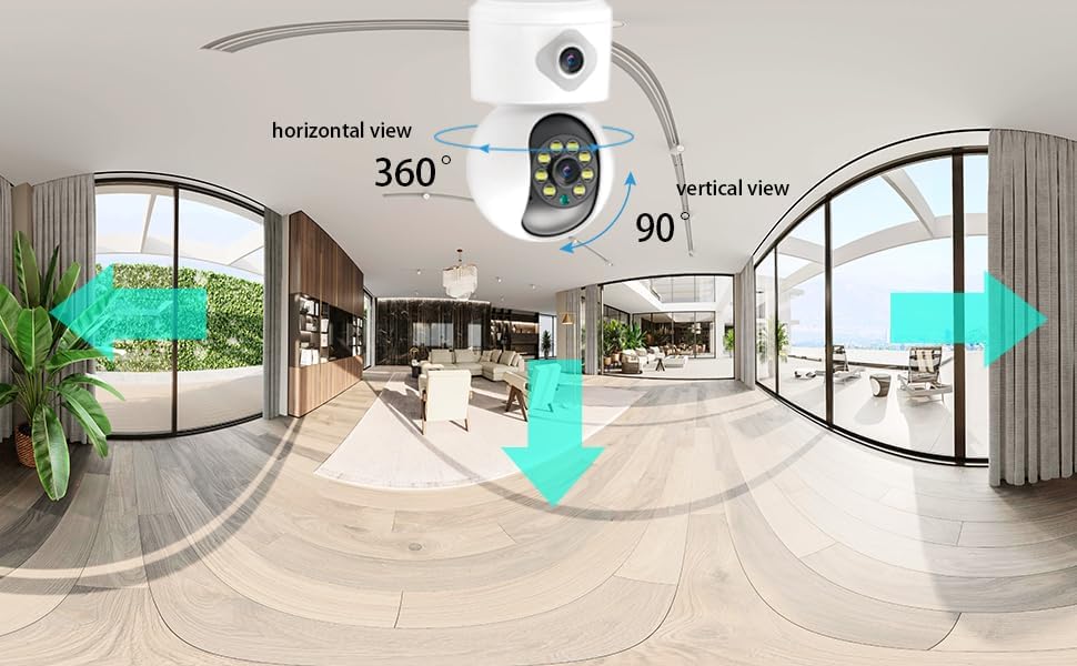 Miniatura 9 de Cámara de seguridad de doble lente 2K Cámara inalámbrica WiFi Cámara nocturna a todo color 4MP interior al aire libre 2 vías audio 1080 p cámara de