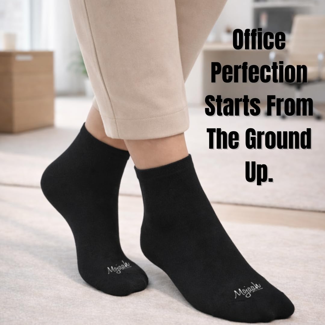 Mojaah Fine Ankle Length Socks for Men Combo (5 Pairs) Black | Cotton Jurab for Man | Gym Socks for Men Workout | Odour-Free Anti-Sweat | Formal & Sports Use | Soft Breathable Fabric 2