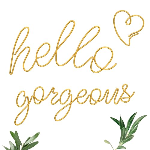 Fsfsdg Hello Gorgeous Metal Wall Art Gold Minimalist Decor for