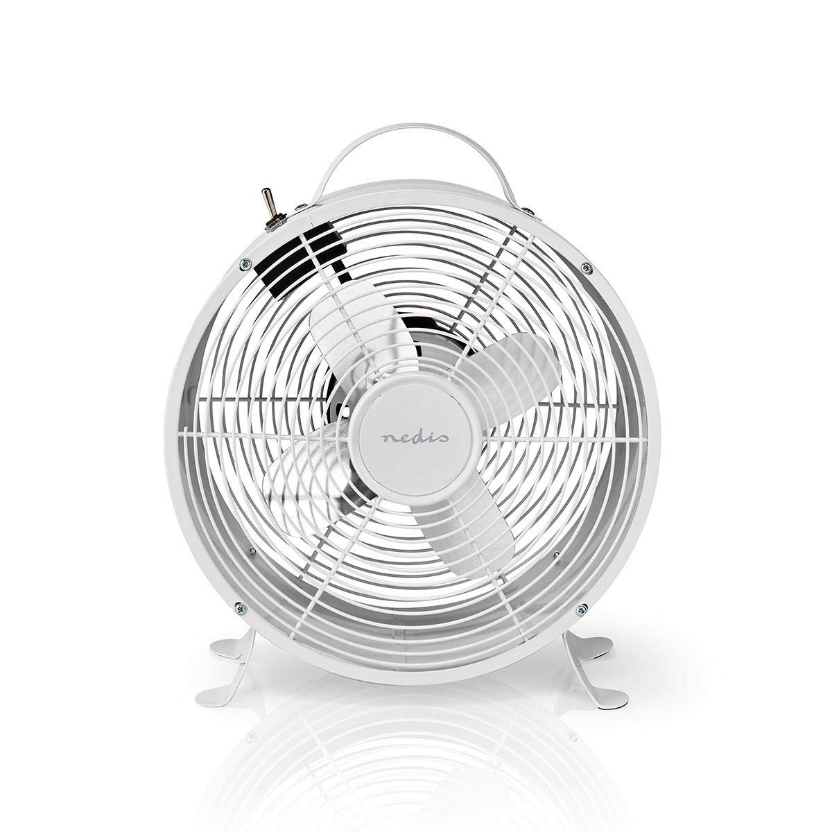 Ventilateur de table Nedis blanc de 25 cm idéal pour travailler au frais