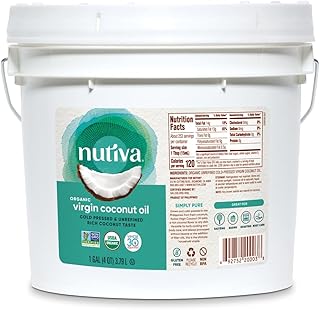 Nutiva Organic Coconut Oil 128 fl oz, Cold-Pressed, Unrefined Cooking Oil, Natural Hair Oil, Skin Oil, Massage Oil, USDA O...