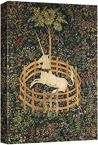 wall26 Canvas Print Wall Art The Unicorn in Captivity (Unicorn Tapestries) Fantasy & Sci-Fi Historic Illustrations Modern Art Traditional Scenic Relax/Calm for Living Room, Bedroom, Office - 32"x48"