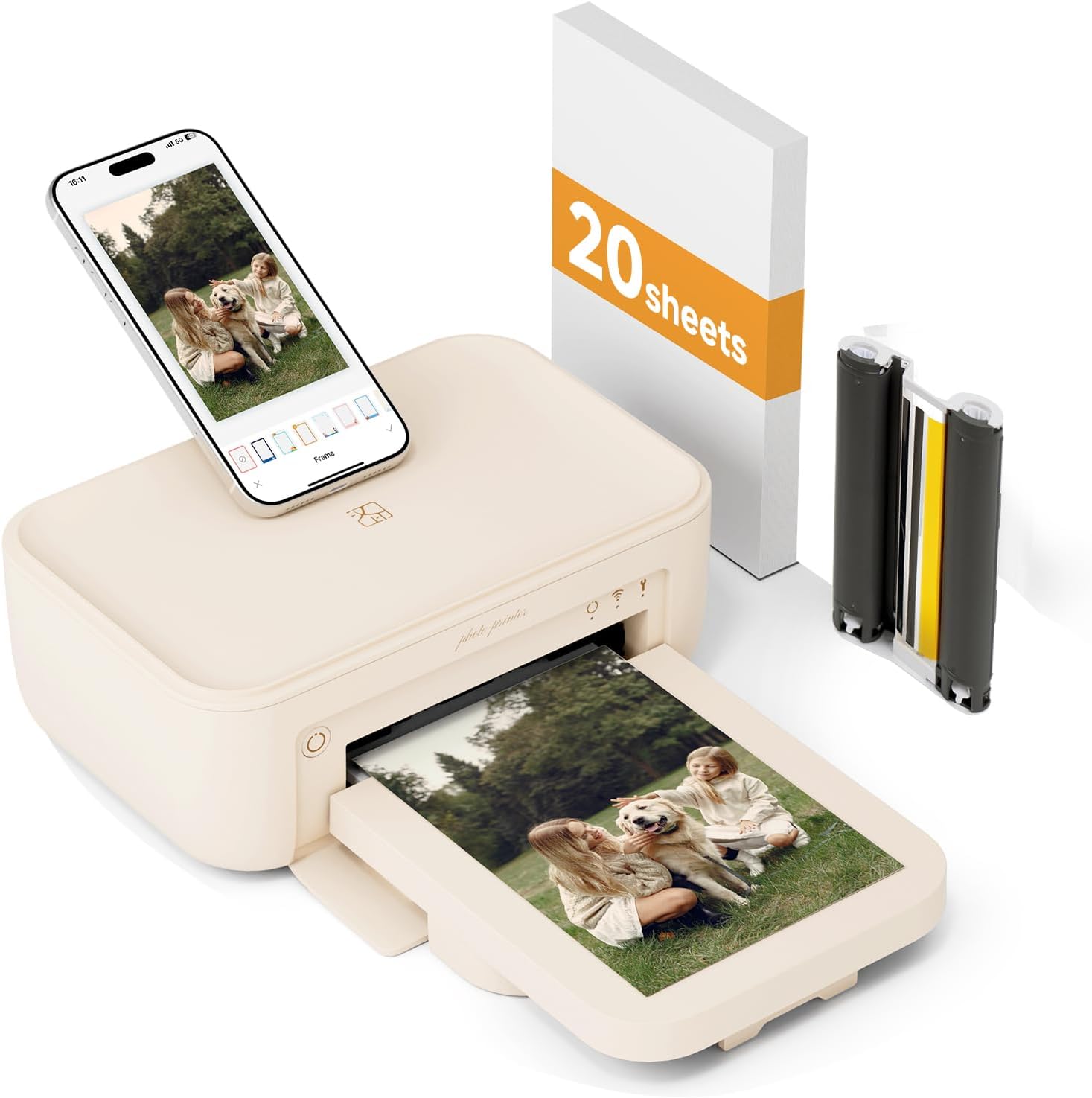 HPRT Photo Printer 4×6”, Wi-Fi Full-Color Instant Phone Phtoto Printer for iPhone, Android, Smartphone, Thermal Dye-Sublimation Impresora De Fotos for Home Use, + 20 Sheets Photo Paper & 1 Cartridge