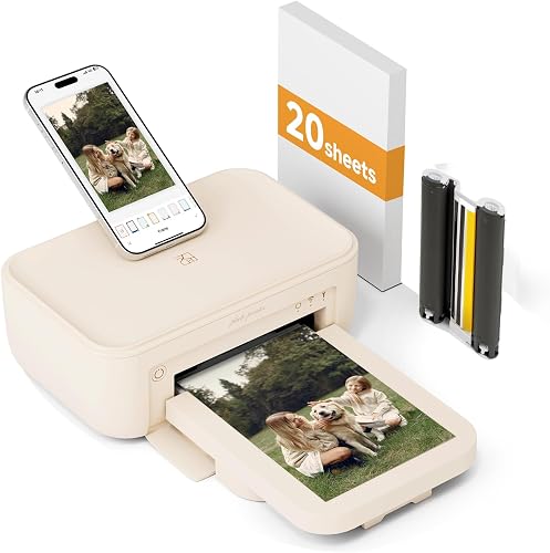 HPRT Photo Printer 4×6”,Wi-Fi for Phone, Thermal Dye-Sublimation, Beige