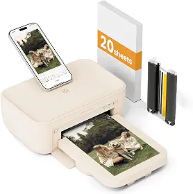 HPRT Impressora fotográfica de 10 x 15 cm, Wi-Fi colorida para iPhone, Android, smartphone, sublimação térmica de fotos para uso doméstico, 20 folhas de papel fotográfico e 1 cartucho