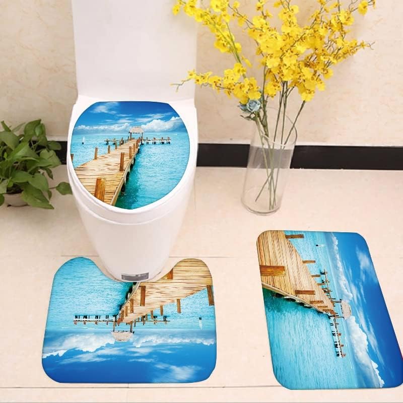 Shower Curtain Liner – Sea Pier Wooden Bridge Shower Curtain Home Bathroom Decor Shower Curtain Christmas Shower Curtain (Size : 152X183cm) (OneColor 152X183cm)