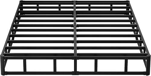 Miniatura 8 de Base de cama con somier para cama Queen de 8 pulgadas, base de cama de metal de alto perfil Queen con funda de tela, base de colchón resistente,