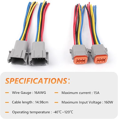 Vista 25 de Newdeli Kit de conectores Deustch de 338 piezas de 2 3 4 6 8 12 pines con herramienta de prensado Deutsch y herramienta de extracción de conector