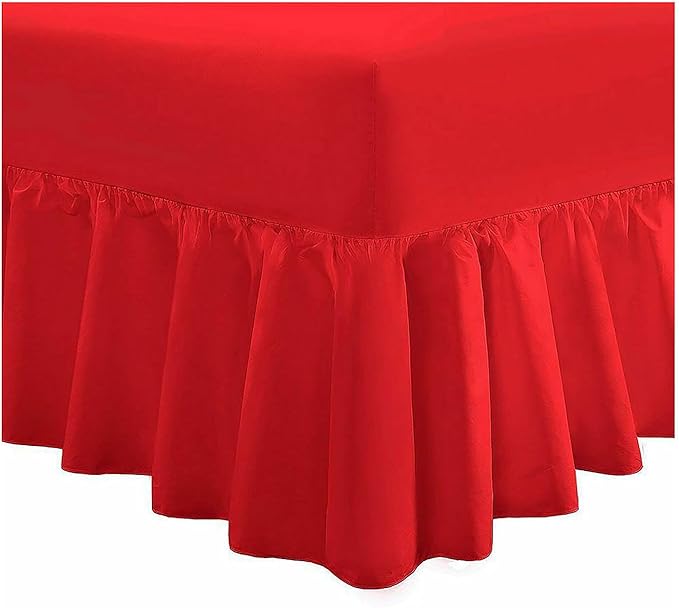 COTONWIZE® Red Easy Care Small Double Valance Sheet Poly Cotton 4FT Bed