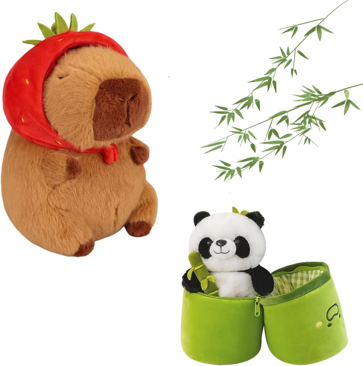 Emoin Capybara Plush Toy and Panda Stuffed Animals Panda Pillow Stuffed Panda Bear Plushies Hugging Gift for Kids