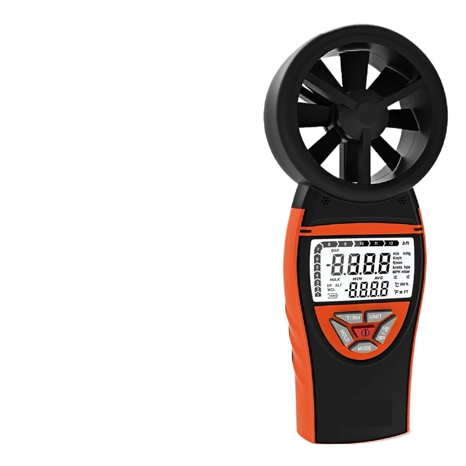BT-8806 Handheld Wind Cup Anemometer 2.5～150 KM/h AVG 6 Unit Adjustable with Temperature Measurement Backlight Display(DVPCOPM-SL)