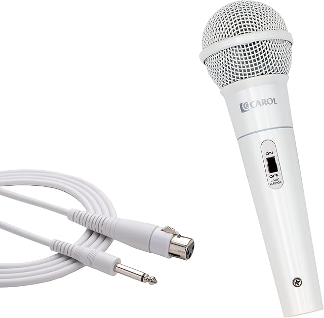 CAROL Dynamic Microphone Vocal Microphone White Color, with Unidirectional, The top Choice for Conference and Campus use MUD-525, Teach, Singing, Performance (White)