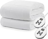 Sunbeam King Heated Mattress Pad with Dual Controls, 20 Heat Settings, 100% Cotton Top - Fits 21" Deep Mattresses