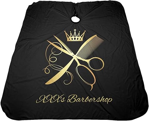 Miniatura 4 de Capa de peluquería impermeable personalizada, añade tu texto fotográfico, capa de peluquería personalizada para hombres, capa de corte de cabello