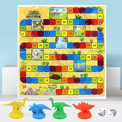 Snakes and Ladders Board Game Kids,Trouble Board Game,Board Games for Kids 8-12 Adult Rrouble Activities Dinosaur 2 in 1 Set 2-4 Players Dice 2 61 eWztZ2iL. AC