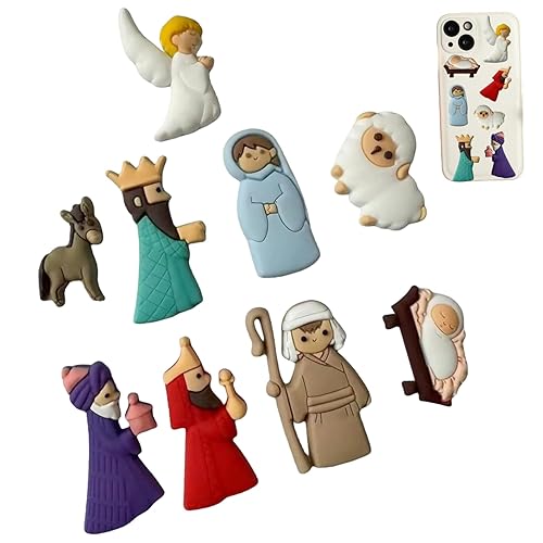 Set of 9 Resin Christmas Buttons with Nativity Scene Design