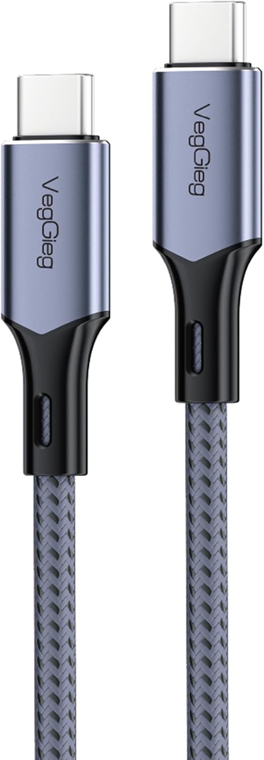 Veggieg 100W 5A E-Mark Çipli PD Type-C to Type-C Hızlı Şarj ve Data Kablosu 2 Metre