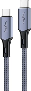 Veggieg 100W 5A E-Mark Çipli PD Type-C to Type-C Hızlı Şarj ve Data Kablosu 2 Metre
