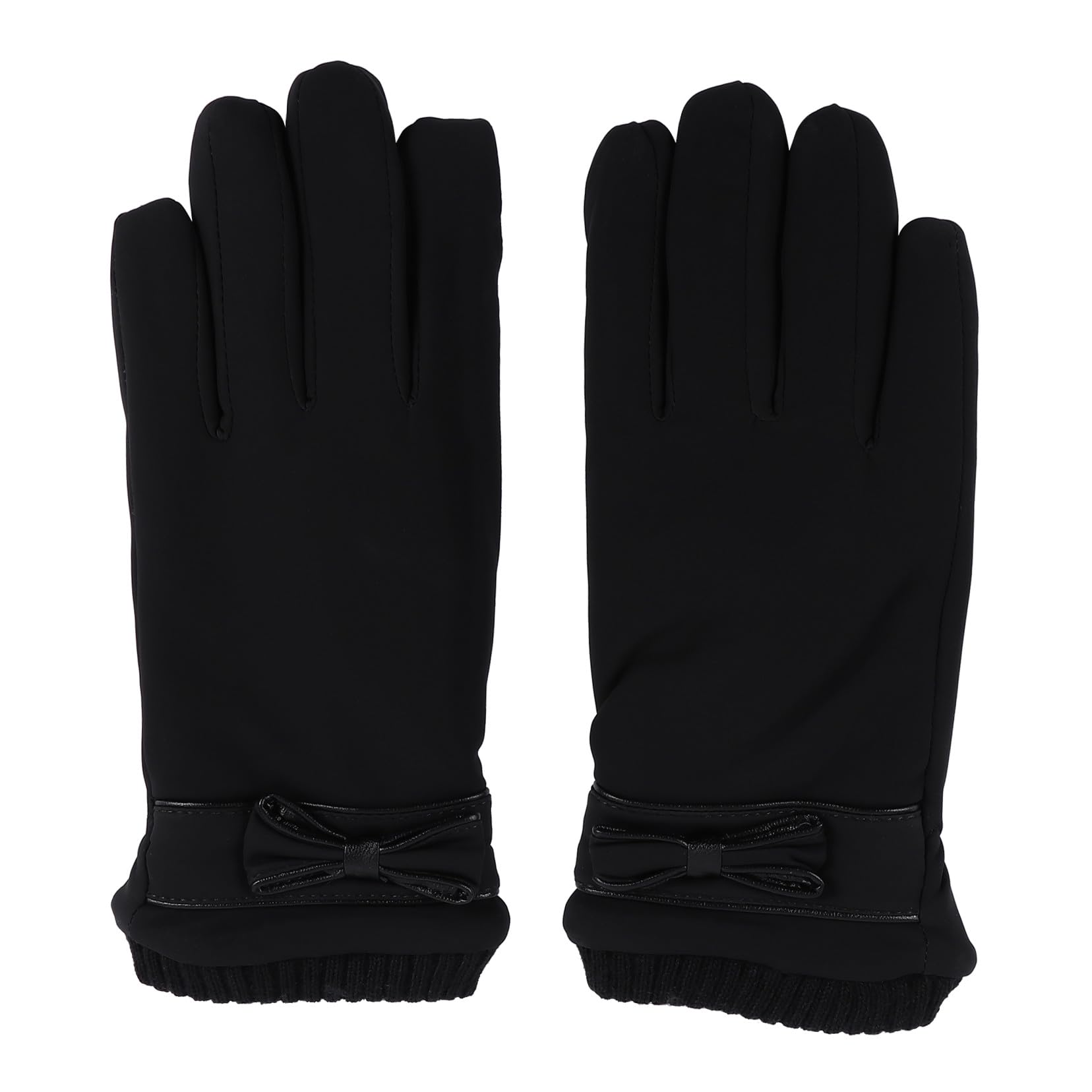BESTYASH Guanti da donna guanti per le donne guanti da guida invernali guanto termico thermal gloves addensare i guanti invernali guanti antivento Materiale in pelle sintetica Black