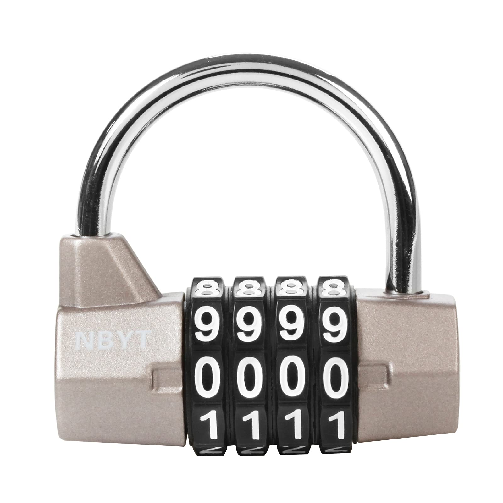 4 Digit Combination Lock, Portable, Silver, 2 inch Wide Lock Body, 5/16 inch Shackle, Provides Protection and Security