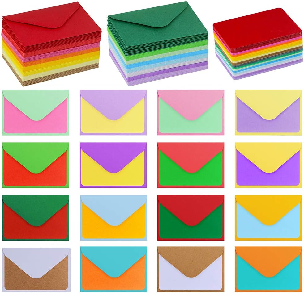 Colorful Mini Envelopes with Blank Business Cards