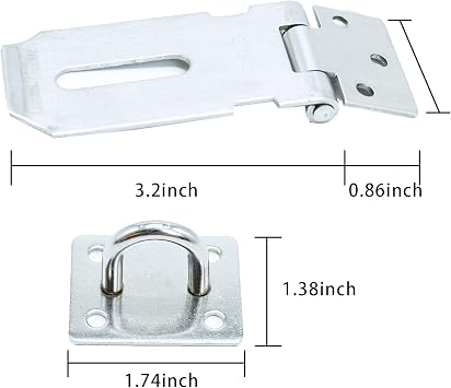 Door Padlock Hasp,Door Lock,Shed Lock,3 inch Stainless Steel Hasp and Staple Shed Lock Latch Heavy Duty Gate Security for Window Cabinet Pet Cage Crate,Silver