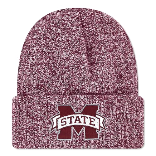 Legacy NCAA Officially Licensed Ribbed Knit Cuff Beanie, Mississippi State Bulldogs, Unisex, Burgundy Marled, One Size Fits Most