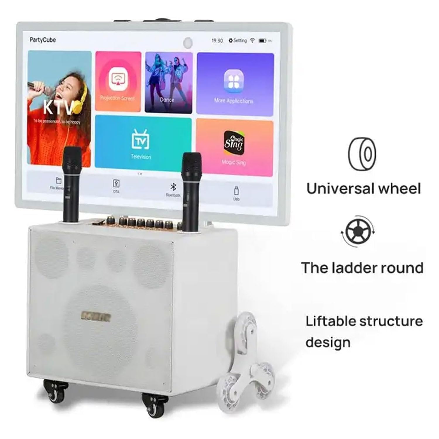 Macchina Per Karaoke Portatile Da Esterno, Sistema Di Altoparlanti Bluetooth Touch Screen Professionale Da 148 W Con Schermo Da 32", Disco Rigido Da 512 GB, Altoparlante LED a Colori Pieghevole