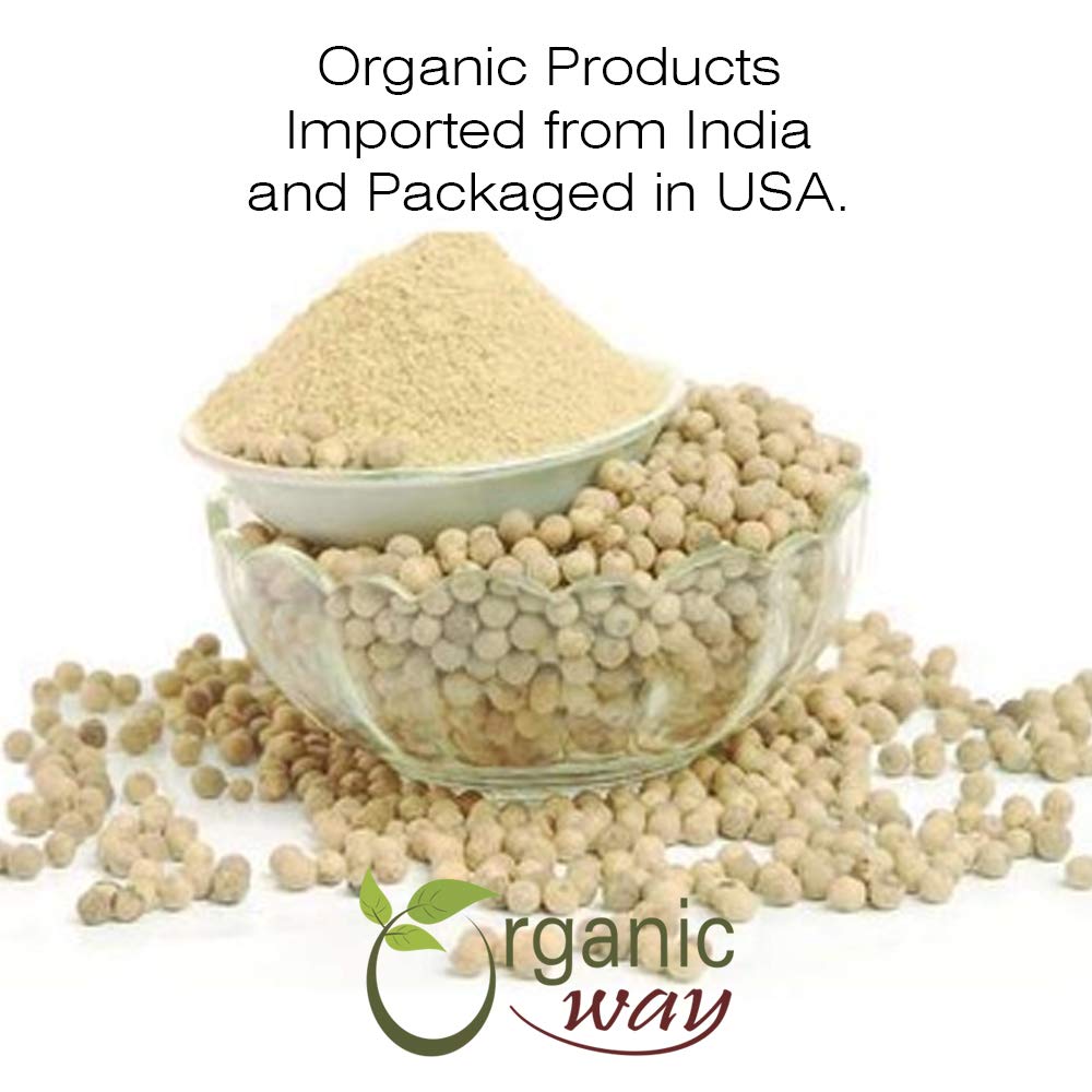 Organic Way Premium White Peppercorns Whole (Piper nigrum) - Grinder Refill | Organic & Kosher Certified | Raw, Vegan, Non GMO & Gluten Free | USDA Certified | Origin - India (1LBS / 16OZ)