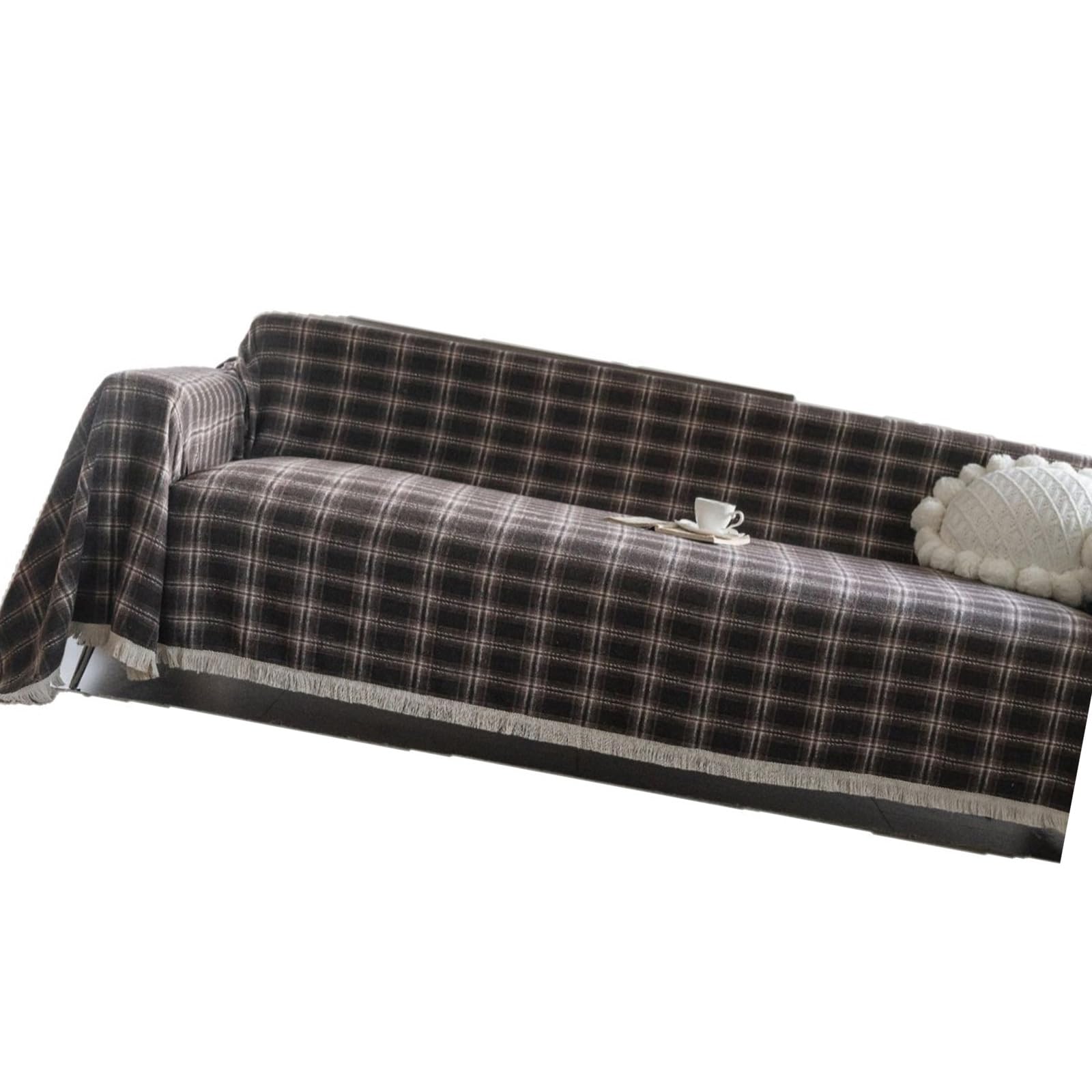 Protecteurs de canapé lavables à motif de grilles pour un salon chaleureux et bien protégé