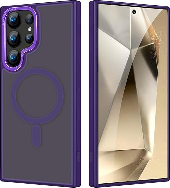for Galaxy S24 Ultra Case, Compatible with Magsafe, Military-Grade Protection, Magnetic Shockproof Case for Samsung Galaxy S24 Ultra, Slim Fit Translucent Matte Case for S24 Ultra,Purple