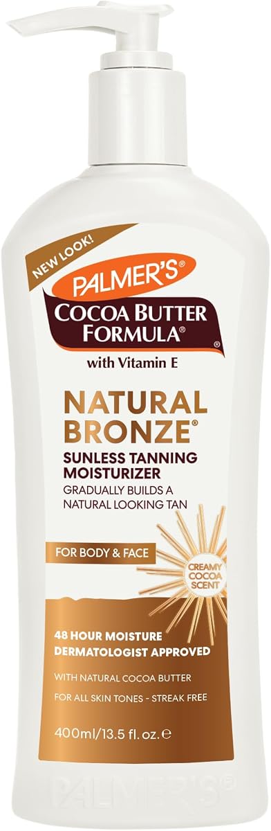 Palmer's Tanning Lotion, Natural Bronze Cocoa Butter Formula, 13.5 Oz | Gradual Self Tanner & Body Moisturizer, with Vitamin E for Natural-Looking, Streak-Free Tan, All Skin Types & Tones