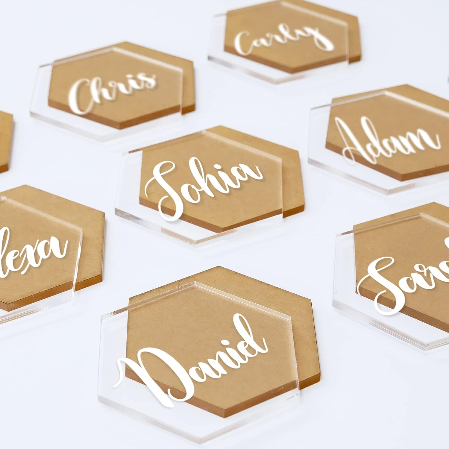 50 PCS Clear Acrylic Place Cards for Wedding- DIY Hexagon Blanks 1/8 Inch (3mm) Thick for Name Place Cards Seating Cards Acrylic Name Plates Escort Cards for Wedding Party Reception