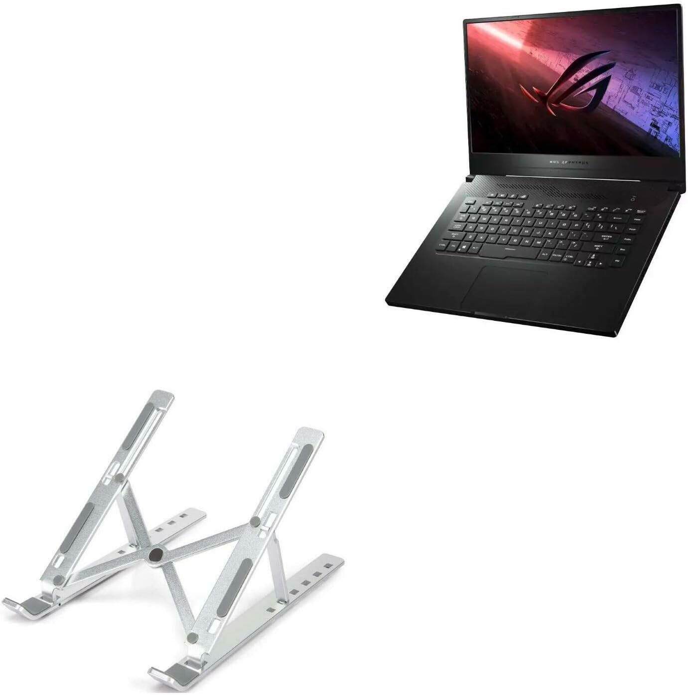 BoxWave Stand and Mount Compatible with Lenovo ROG Zephyrus G14 - Compact QuickSwitch Stand, Portable Multi Angle Viewing Foldable Riser - Metallic Silver