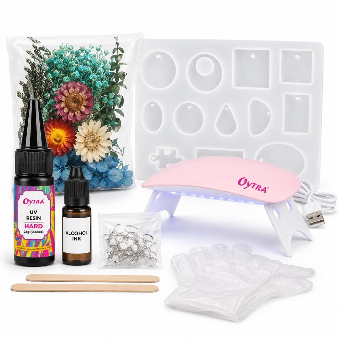 Oytra UV Resin Art Kit Jewellery Making with Lamp LED DIY Craft Materials Clear Coat High Gloss Transparent Liquid for Earring Pendant Jewelry Casting Set for Beginners Artists Professionaists-image-32