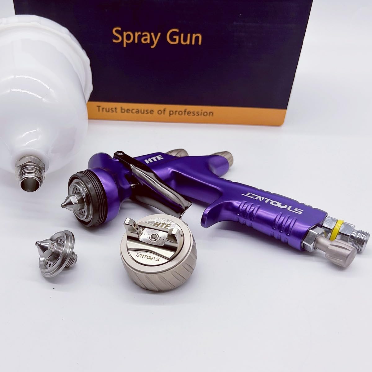 LVLP HTE Paint Spray Gun, 1.3 mm Stainless Steel Nozzle Air Spray Gun with 1.5 mm Tip, Automotive Paint Sprayer,Varnish Paint Sprayer, Air Tools (Purple)