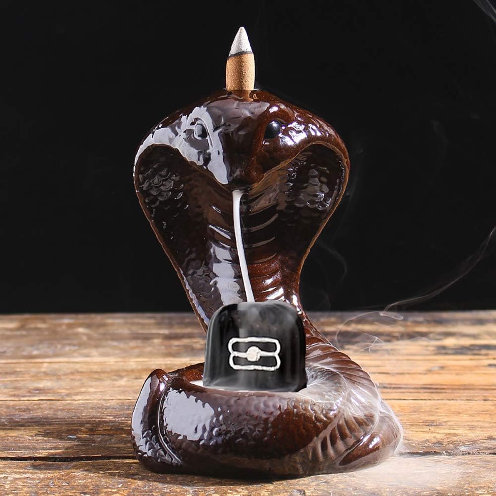 Craftam Polyresin Naag with Shivling Smoke Backflow Cone Incense Holder