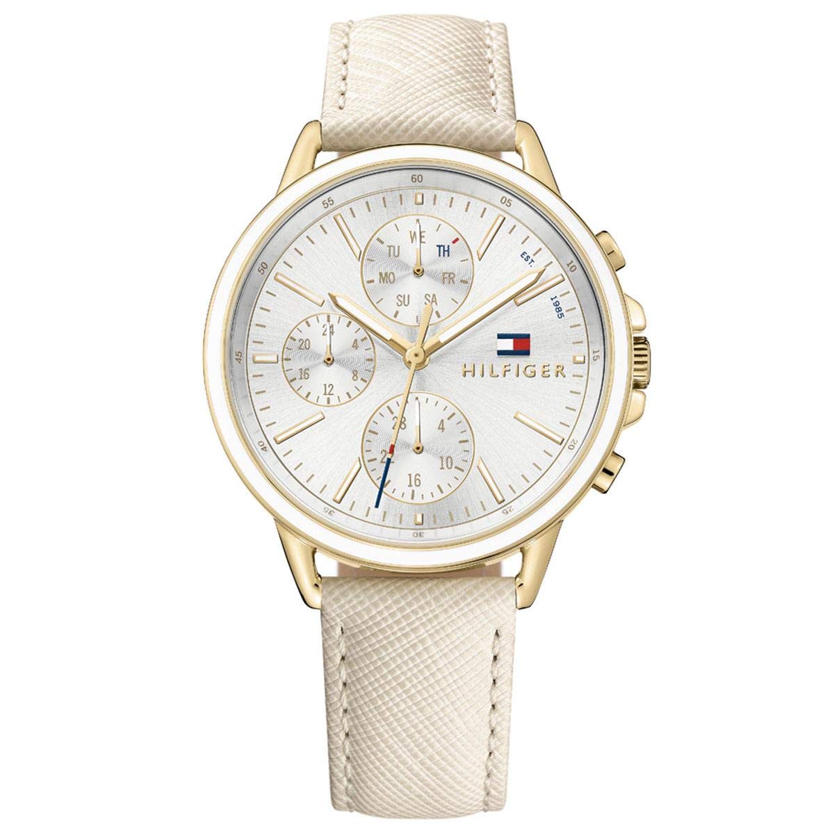 Tommy Hilfiger Reloj Analógico de Cuarzo multifunción para mujer con Correa en piel Beige - 1781790
