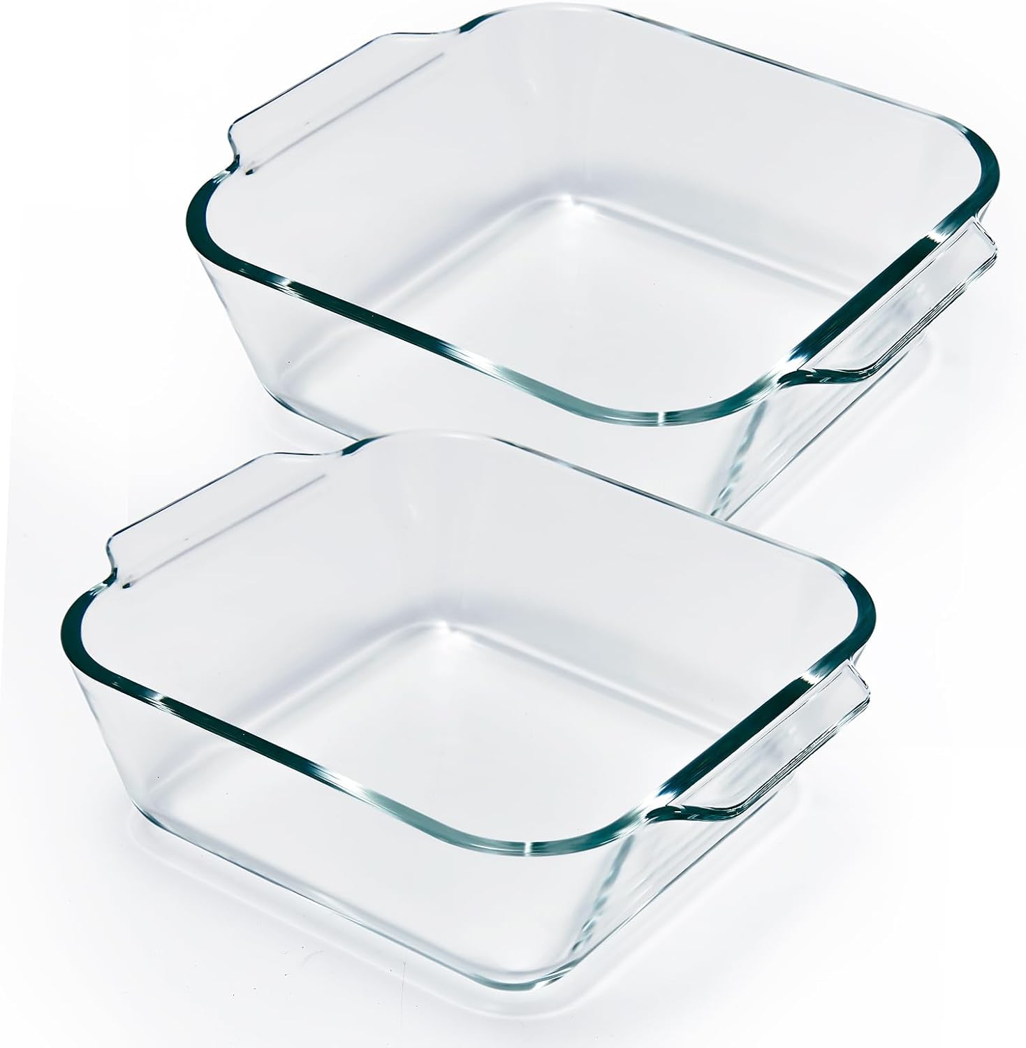 Small Casserole Dishes 2 Pack, 5 Inch Glass Square Baking Dish Individual Portion Baking Pan for Oven Microwave Air Fryer Square Egg, Clear Prep Bowls with Handle