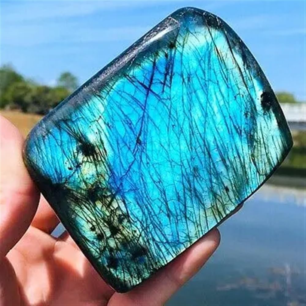 Crystal Moonstone Raw Gemstone Ornament Polished Quartz Labradorite Decorating Stone Home Decor(Size:400-500g)