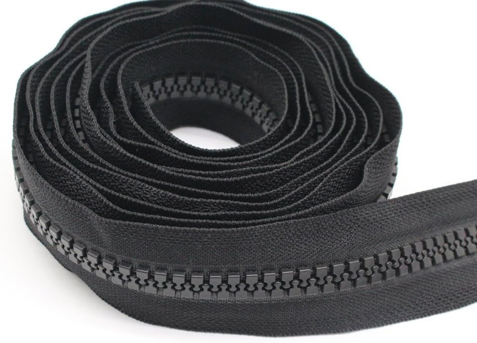 YaHoGa #10 Large Plastic Zipper by The Yard Bulk Black 10 Yards with 10pcs Long Sliders for DIY Sewing Tailor Crafts Canvas Bags Tents (10 Yards)