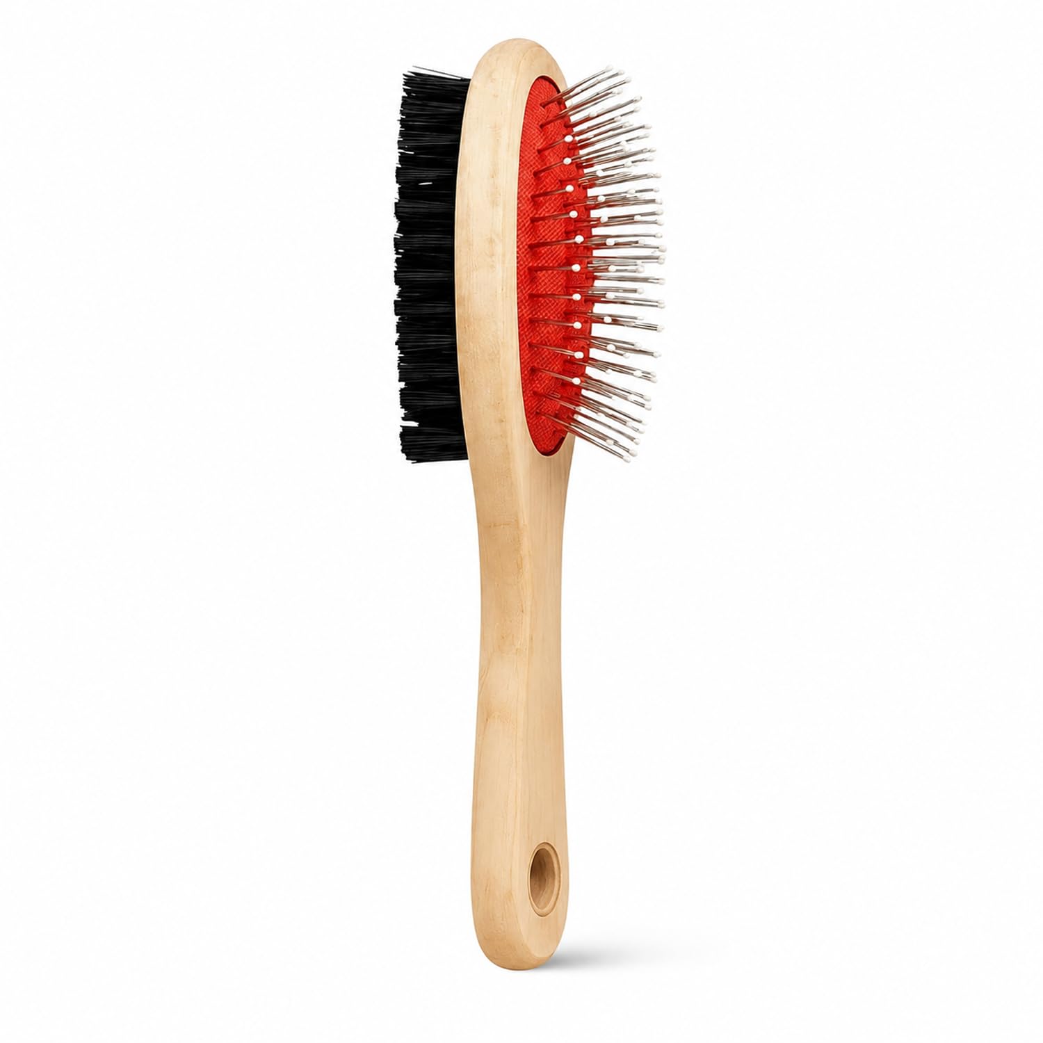 Emily Pets Double Sided Pet Grooming Brush for Dogs & Cats | Wooden Handle Slicker Brush for Shedding, Detangling & Pet Ha...