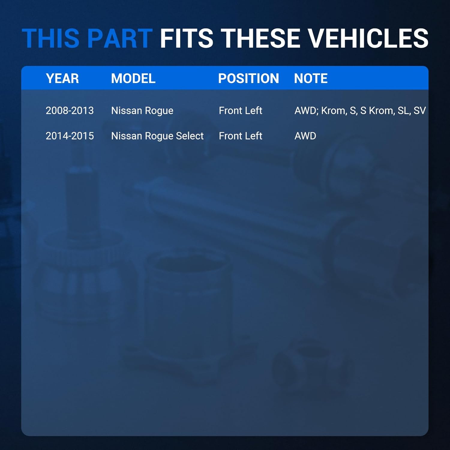 Autoround Front Left CV Axle Shaft Assembly Compatible with Nissan Rogue 2008-2013, Rogue Select 2014-2015, AWD Only, Replace# 666285 39101JG04C