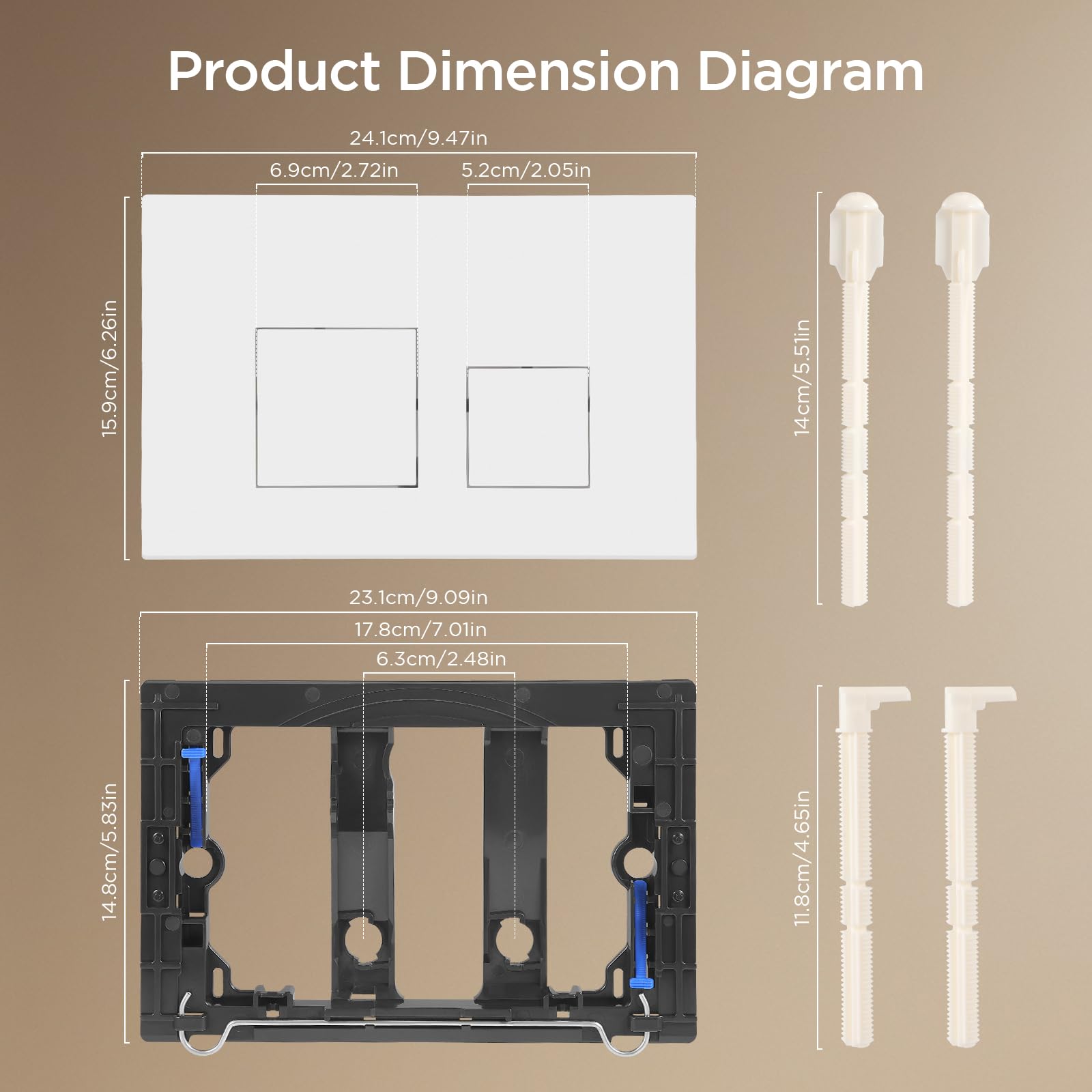Plaque de Commande WC Suspendu,Plaque de Déclenchement,Double Déchargement,Avec Jeu De Tiges D'Échappement Et Cadre De Fixation,Compatible Avec Geberit Sigma 01,20,30,50,Up 320,300 (Blanche)