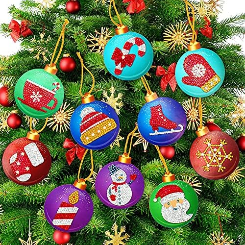 Diamond Painting Keyrings for Christmas Tree, 20 Pieces Christmas DIY Diamond Key Chain Christmas Rhinestone Phone Charm for Women Girls Handbag Christmas Decoration