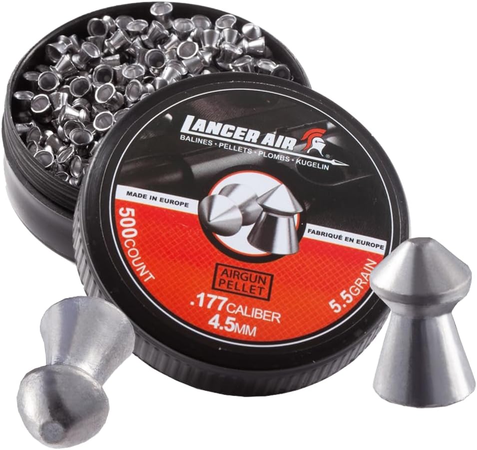 Lancer Tactical Airgun Metal Pellets 4.5mm 0.177 Caliber Hunting Pellets-500 Count
