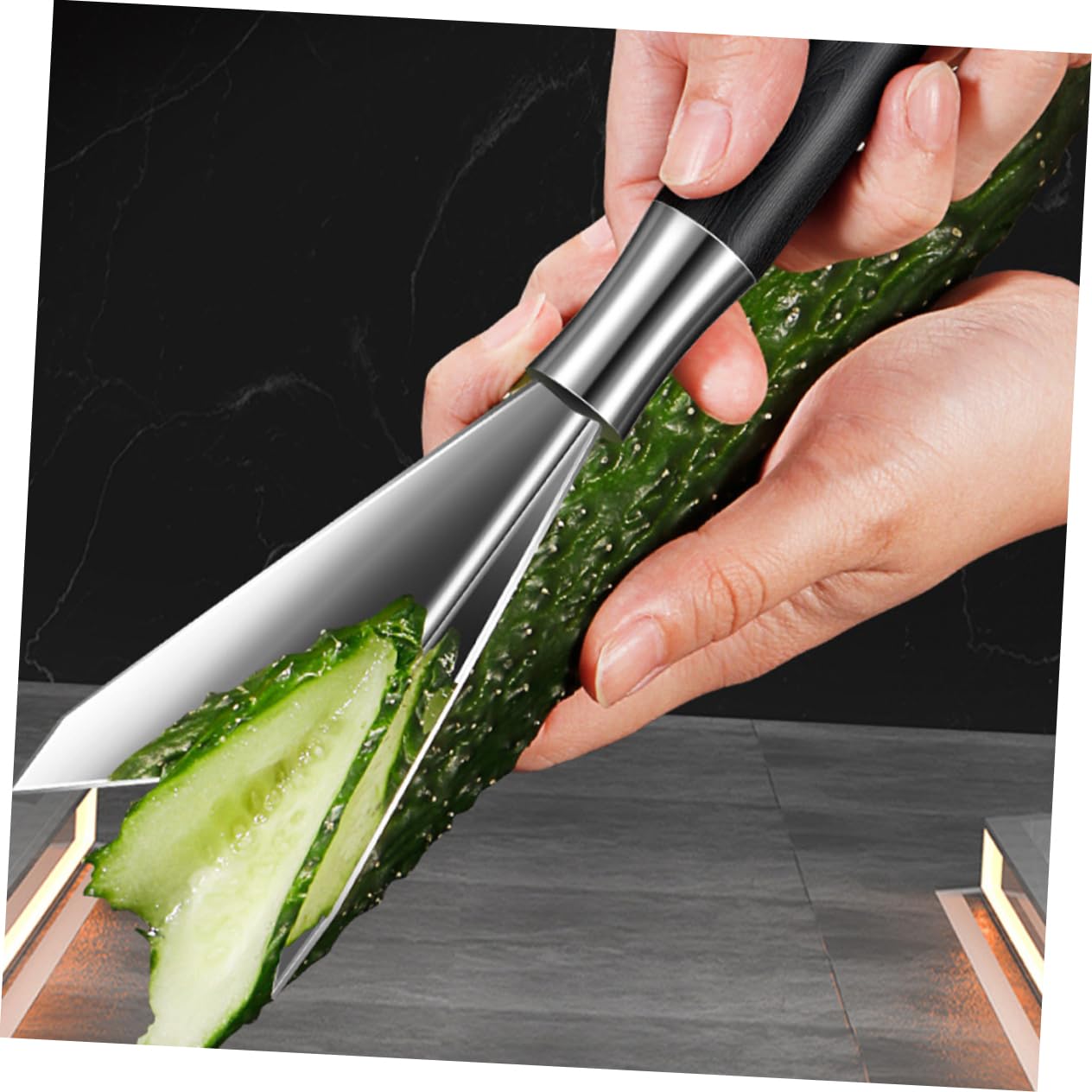 Garneck Fruit Cutting Tools Smooth Surface 304 Stainless Steel Carving Cutter Safe and Comfortable Handling for Home and Restaurant