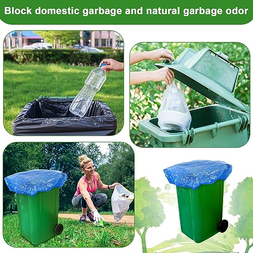 Yeaqee 12 Pcs Trash Can Covers Outdoor 90 Gallon Outside Extra Large Waste Container Cover Garbage Odor Smell Buster with Elastic Rubber Band Plastic Dustproof Cover for Household Kitchen Bin - Thumbnail 7